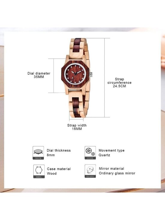 Engraved Bamboo Couple Watch With Brown Leather Strap,women  Women\'s Beige And Brown Analog Quartz Couples Bamboo Classic Design Wooden Watch
